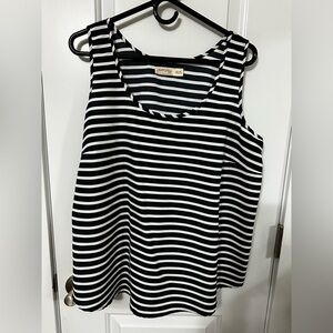 Faded Glory Black and White Striped Tank Top